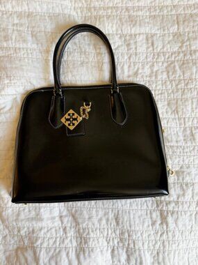 Tory Burch Black Patent Leather Bag with Strap